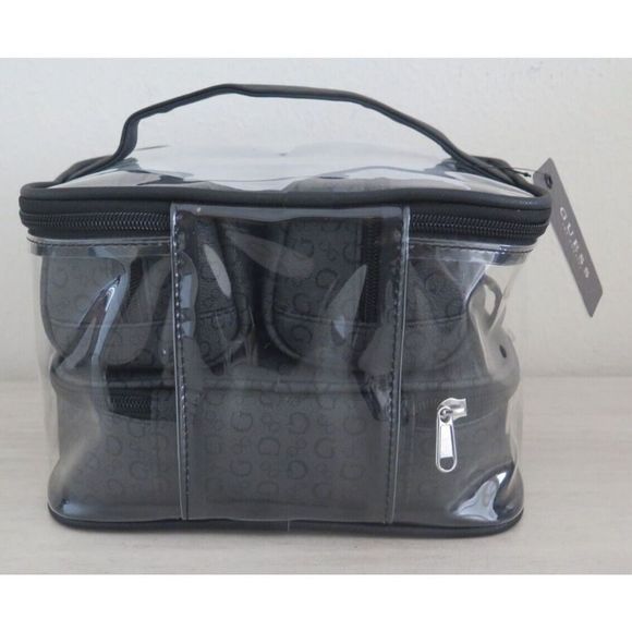 Guess V7200494 Black Gray Coal 4-Piece Cosmetic Junction Travel Bag Set $88+ - Picture 2 of 7